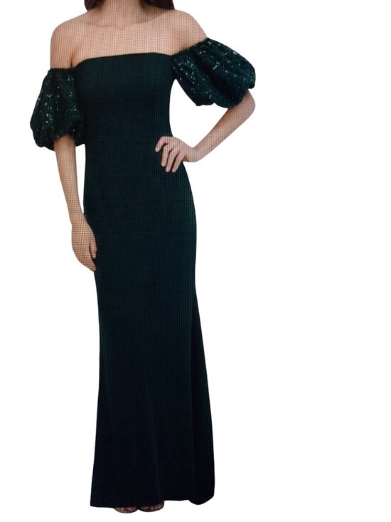 eliza j dresses off the shoulder Eliza J Women's Beaded 3/4-Sleeve Off-the-Shoulder Gown - Black - 6